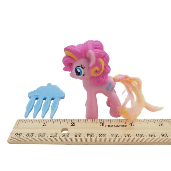 My Little Pony Pinkie Pie Pink Toy with McDonalds Comb Minature Collectible 2" - Picture 2 of 4